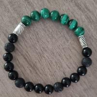 Obsidienne Noire / pierre de Lave / Malachite