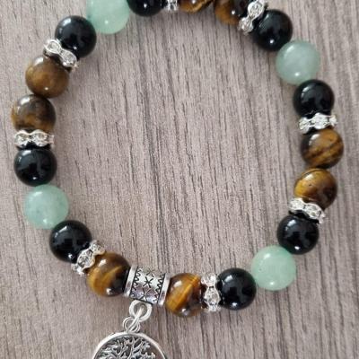 Oeil de tigre aventurine et obsidienne bracelet apaisement et protection litho calais